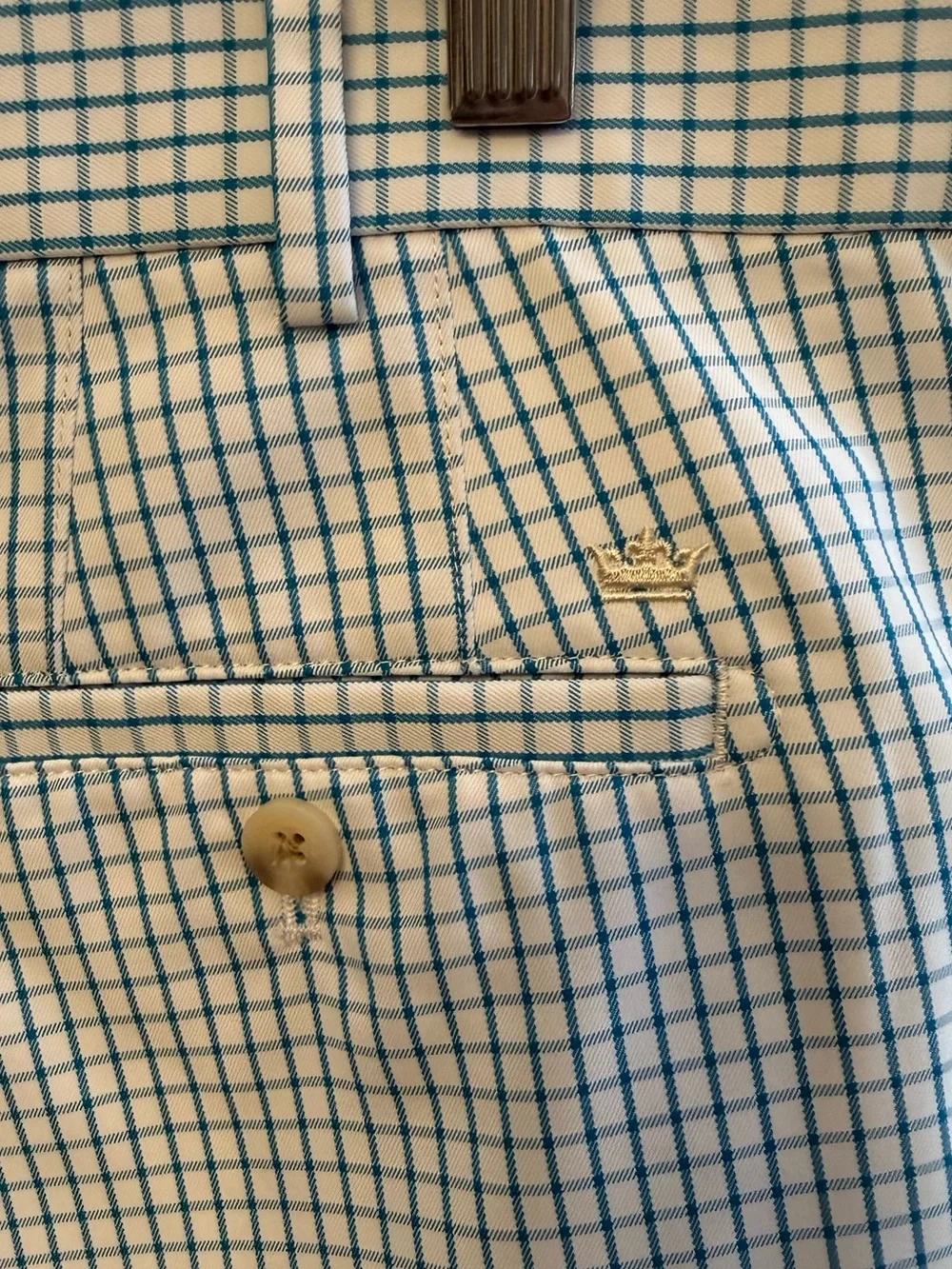 NWOT Peter Millar Wicking Blue & White Gingham Plaid Golf Shorts